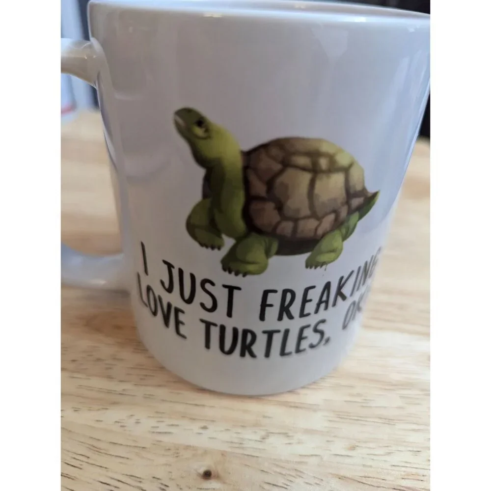 Turtle Mug‎ CVS I just freaking love turtles Ok? 4 inch coffee mug dual side